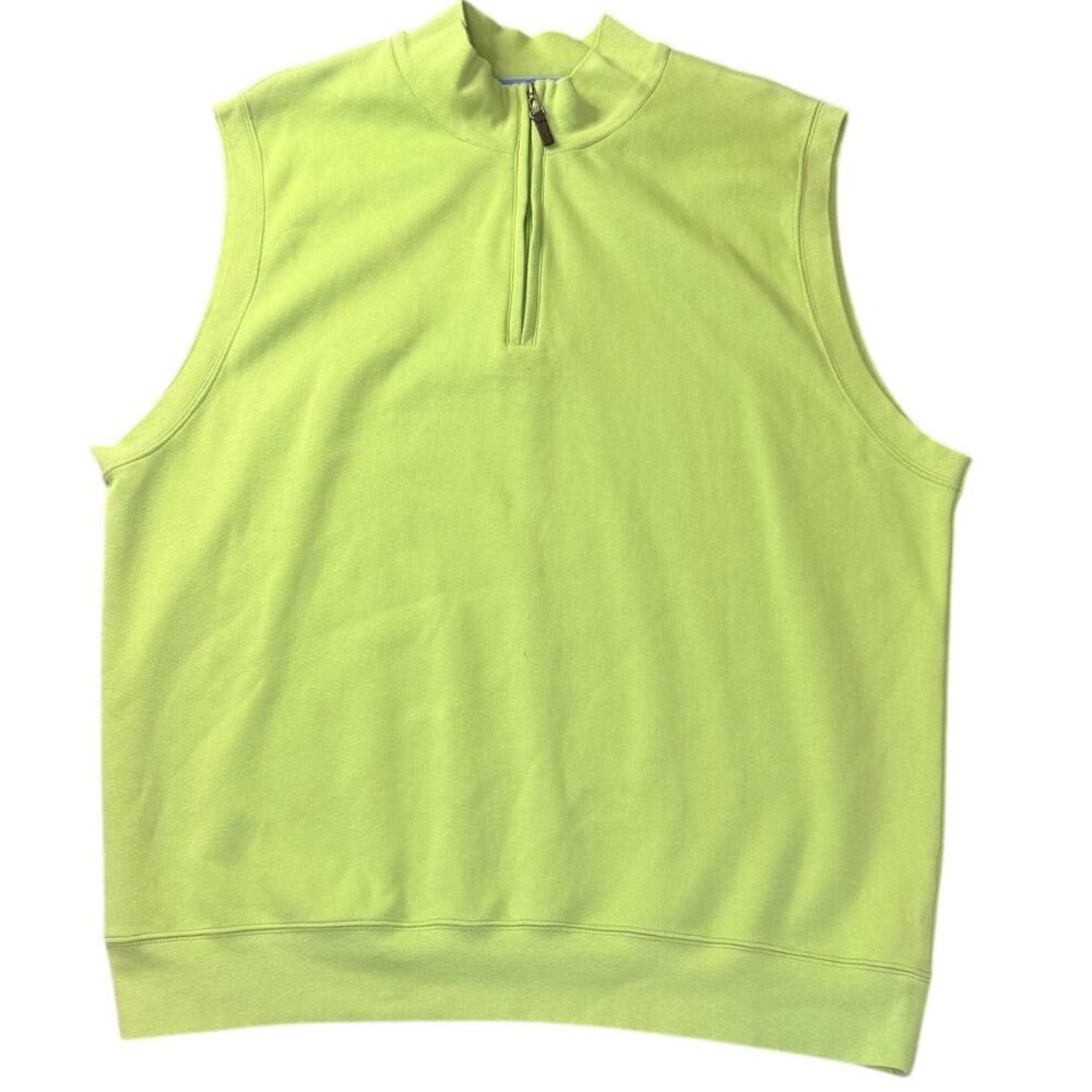 Fairway & Greene Pureformance XL Lime Green 1/4 Zip Golf Sweater Vest Pima